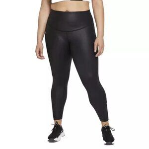 Nike One Womens Size 3X Black Faux Leather 7/8‎ Training Leggings (DH3187-010)
